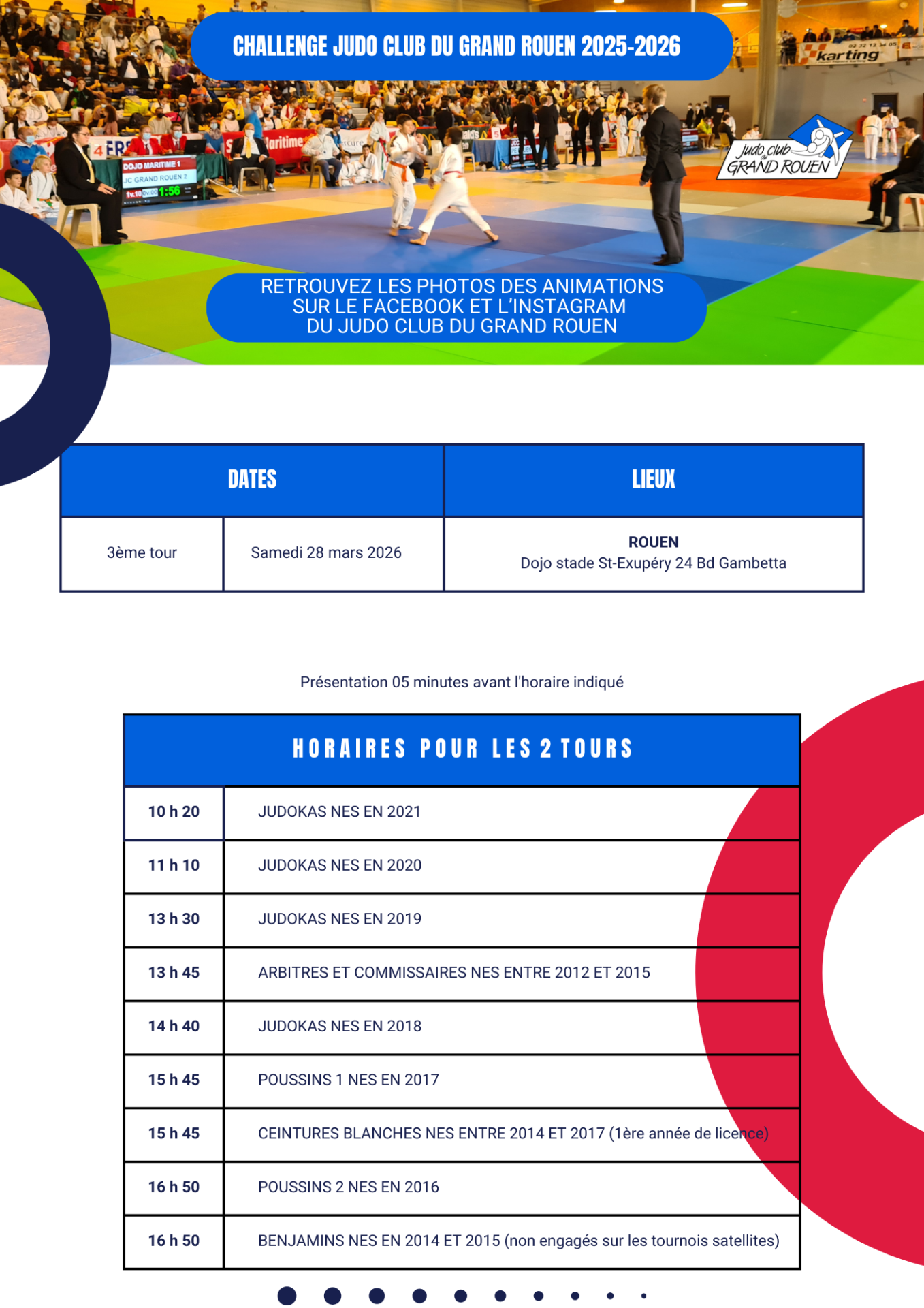 Challenge judo club du grand rouen tour 3 2026 horaires