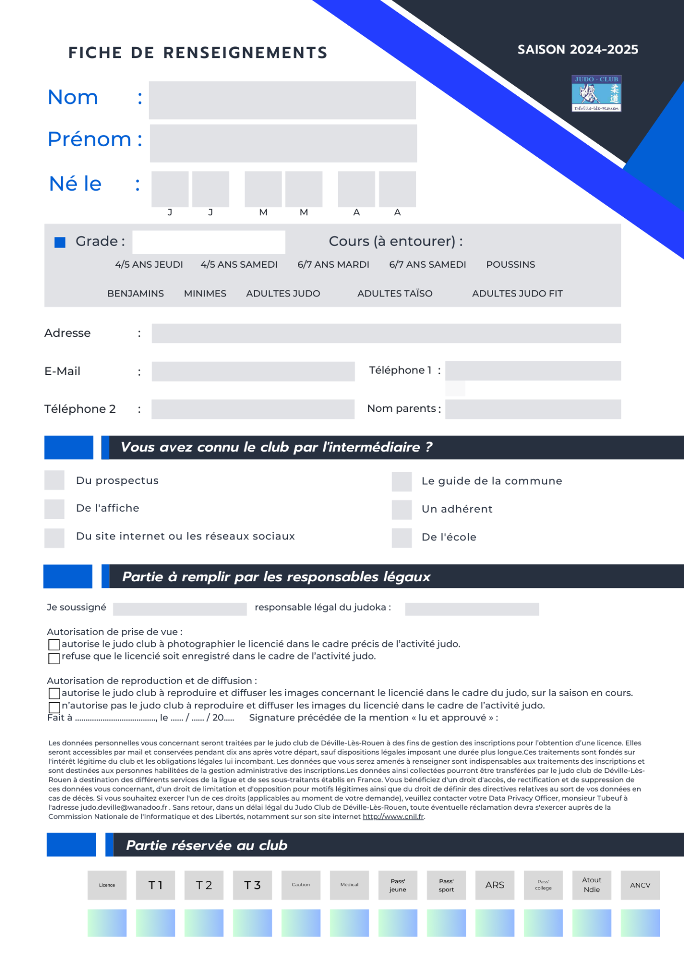 Fiche de renseignements